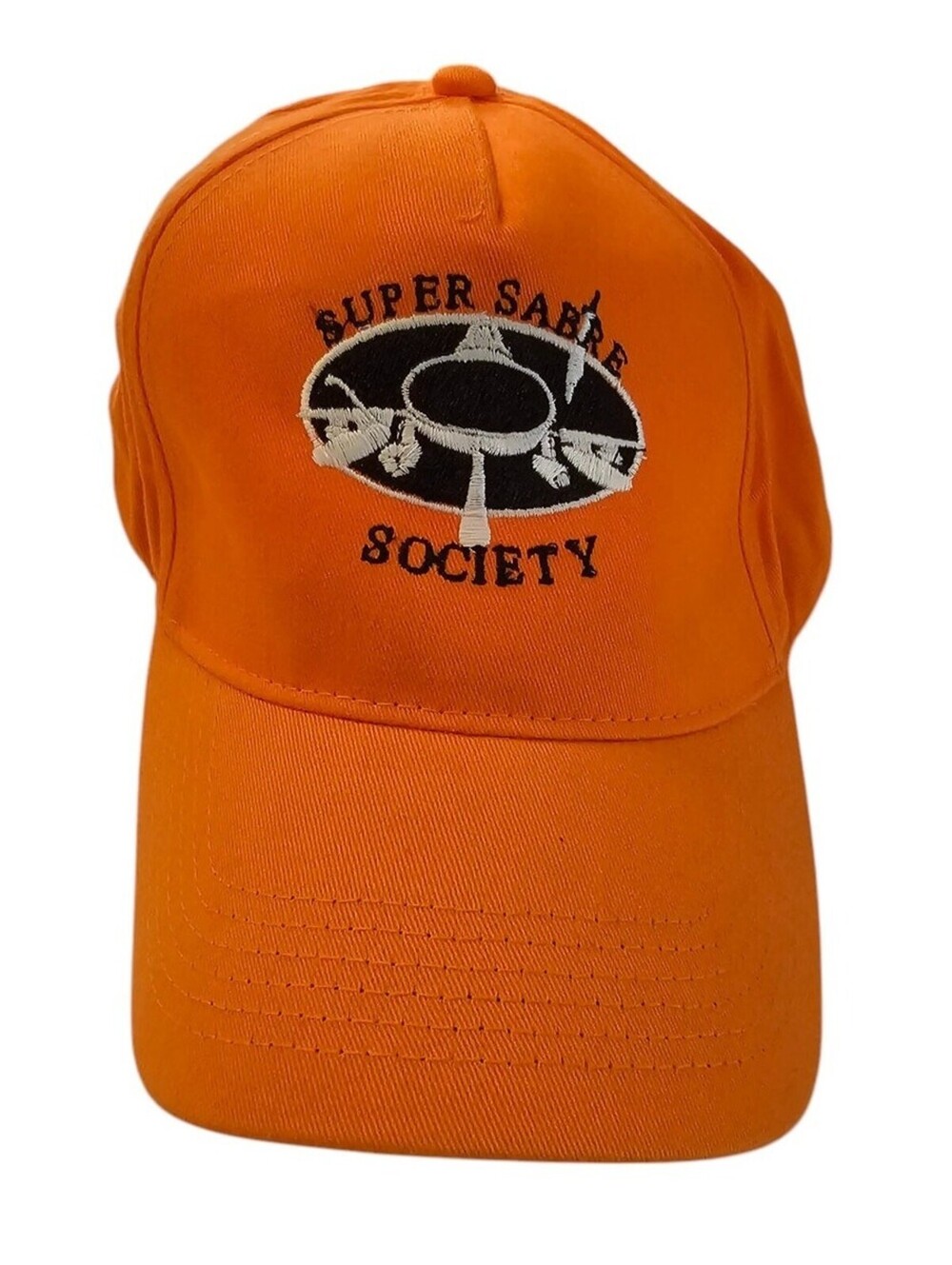 Super Sabre Society Mens Strapback Baseball Cap Hat Bright Orange Embroidered - Picture 1 of 4